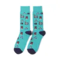 Türkisblaue Socken mit Pixel-Kameramotiv, blaue Ferse und Zehe, bequeme Baumwolle Socken. - Einheitsgröße / Seebrühe Cartoon Kamera (A380)