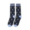 Herren Ananas Druck Crew Socken Freizeit Baumwolle Modische Lustige Bunte Neuheit Socken Alltag - Einheitsgröße / Dunkelblau Ananas Jacquard (A372)