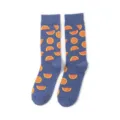 Herren Socken mittelhoch Baumwolle mit niedlichem Pixel Orangen Frucht Muster Alltag. - Einheitsgröße / Blaue Orangenscheibe (A368)