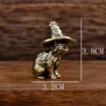 Solid brass cat wizard figurine detail view, vintage craft decor for desktop or tea pet use. - Magic Cat Ornament / 39g
