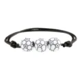Bracciale in corda intrecciata nera con tre perline da calcio bianche, gioiello sportivo - Calcio a Cinque Stelle