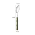 Stainless steel spoon with bamboo acrylic handle dessert spoon tableware variant item. - Green - Dinner Spoon