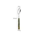 Stainless steel dessert spoon with green bamboo-style acrylic handle variant item. - Green - Tea Spoon