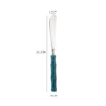 Stainless steel steak knife with dark green bamboo resin handle, durable tableware variant. - Blue - Round Knife