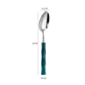 Stainless steel dessert spoon with green acrylic bamboo handle, luxury tableware, 20cm. - Blue - Dinner Spoon