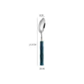 Stainless steel bamboo design dessert spoon with blue acrylic handle, elegant tableware piece. - Blue - Tea Spoon