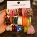 Colorful resin C-shape hoop earrings set, fashionable geometric acrylic earrings for women daily wear. - Tortoise Leopard Style (Set 9)