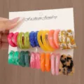 Colorful resin hoop earrings set, trendy C-shaped design, fashion jewelry accessories. - Multicolor Hanging Board Style (Set 21)