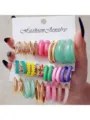 Colorful Resin Metal Hoop Earrings Set Multi-color C-Shape Fashion Jewelry Chic style - Resin Metal Combo Style (Set 22)