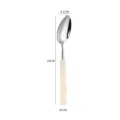 Stainless steel dessert spoon with acrylic bamboo handle, elegant tableware 20cm length. - Off-White - Dinner Spoon