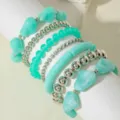 Μοντένιο σετ βραχιολιών από ρητίνη και μέταλλο πολλαπλών στρώσεων, ευρωπαϊκό στυλ. - Σετ Μπλε Λίμνης (31816)
