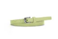Women's light green suede thin belt with silver buckle, elegant waist accessory for dress. - Green