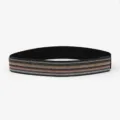 Black elastic waist belt featuring multi-color rhinestone stripes, stylish dress accessory. - Colorful Rhinestone