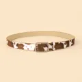 Women cow print leather belt with silver square buckle fashion minimalist waist accessory - 102cm / Cow Print