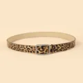 Chic leopard print women belt with square metal buckle, stylish thin waist accessory for dress. - 102cm / Leopard Print