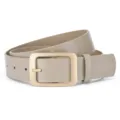 Women PU leather belt with gold square buckle stylish casual waist strap khaki variant - Beige