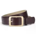 Cintura elegante da donna in pelle PU con fibbia quadrata dorata, accessorio marrone scuro. - Borgogna