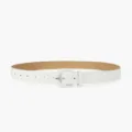 Simple white leather belt for women, chic accessory for jeans and dresses variant. - White