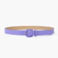Women's minimalist lavender leather belt, stylish candy color thin waist accessory. - Purple