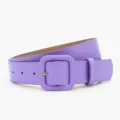 Lavender women belt, stylish candy color minimalist square buckle leather belt for jeans dress - Purple