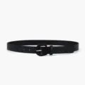 Minimalist black women's belt with rounded buckle, stylish accessory for jeans and dresses. - Black