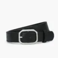 Women's Black PU Leather Belt with Silver Octagonal Metal Buckle Stylish Casual Jeans Belt - 108*3.3cm / Black