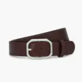 Women PU leather belt with stylish silver-tone octagonal metal buckle, dark brown casual jeans belt - 108*3.3cm / Coffee