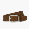 Women Brown PU Leather Belt Elegant Square Metal Buckle Casual Jeans Dress Belt - 108*3.3cm / Camel