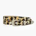 Women leopard print thin leather belt with metal eyelets and classic pin buckle design. - Leopard Print