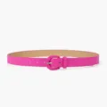 Hot pink women waist belt minimalist candy color faux leather belt for jeans dress. - Rose Red