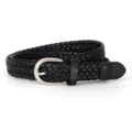 Schwarzer geflochtener Damen PU Gürtel mit silberner Schnalle und elegantem Stil. - Schwarz