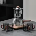 Ensemble de thé Kung Fu infuseur paresseux bureau bol en verre haut de gamme bouilloire - Théière Lingdong (avec 4 Tasses) / Gris fumé