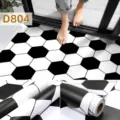 Wasserdichte selbstklebende PVC-Bodenaufkleber, schwarz-weiße Sechseck-Fliesendesign. - D804 Klassischer Stil / 3m x 60cm