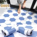 Adesivo per pavimenti esagonale blu e bianco autoadesivo impermeabile PVC cucina bagno - D805 Stile Classico