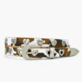 Ceinture pour femme en cuir avec motif vache oeillets en forme de coeur et boucle argente - Imprimé vache