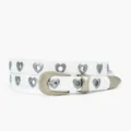 Fine ceinture blanche pour femme avec œillets métalliques en cœur et boucle. - Blanc