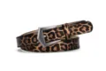 Retro leopard print PU leather belt for women with geometric pin buckle and stylish stitching. - Leopard Print