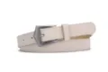 Women PU Leather Belt, Off-White Casual Waist Belt with Vintage Retro Metal Pin Buckle - Beige