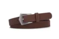 Ceinture femme en velours PU marron avec boucle ardillon argentée rétro, accessoire chic. - Café