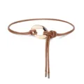 Brown thin leather belt for women, retro decorative waist chain for summer dresses and shirts. - Camel