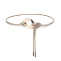 Women vintage thin leather rope belt with rose gold metal buckle for dresses shirts - Khaki