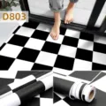 Adesivo per pavimenti in vinile autoadesivo a scacchiera bianco e nero per cucina e bagno. - D803 A Quadri Bianco e Nero