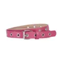 Pink leather belt for women with metal grommets and classic buckle stylish accessory. - 86*1.8 cm / Rose Red