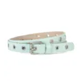Light mint green thin women waist belt with metal eyelets and square buckle daily use. - 86*1.8 cm / Light Green
