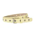 Pastel yellow thin grommet belt for women, stylish candy color decorative accessory. - 86*1.8 cm / Yellow