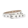 White grommet belt with metal eyelets, trendy faux leather accessory for women and kids. - 86*1.8 cm / White