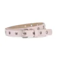 Women pink leather belt with silver buckle and metal eyelets fashion dress accessory casual - 86*1.8 cm / Pink