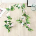Artificial pink rose flower vine garland for home decor, wedding, party and photography prop. - Light Pink