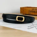 Schwarzer schmaler Ledergürtel mit goldener ovaler Schnalle für Damen, minimalistisch. - 105cm / Schwarz