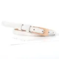 Minimalistischer weißer Damen-Schmalgurt mit goldener Schnalle für Jeans und elegante Anzüge. - Weiß
